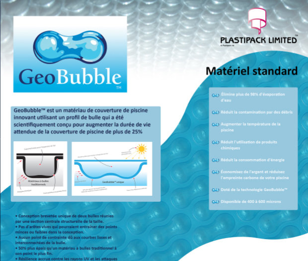 dépliant de couverture de piscine geobubble