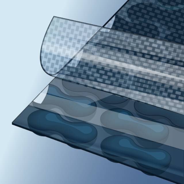 illustration showing the layers of a energyguard selective transmission weave cover